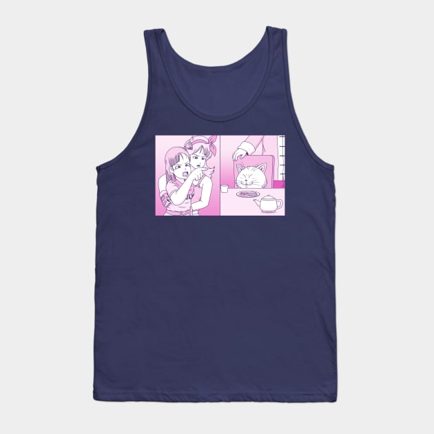 Girl Pointing at a Cat Tank Top by pigboom